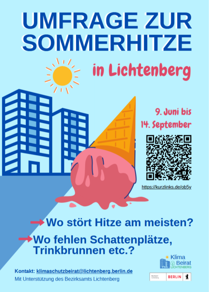 Hitzeumfrage Lichtenberg Plakat
